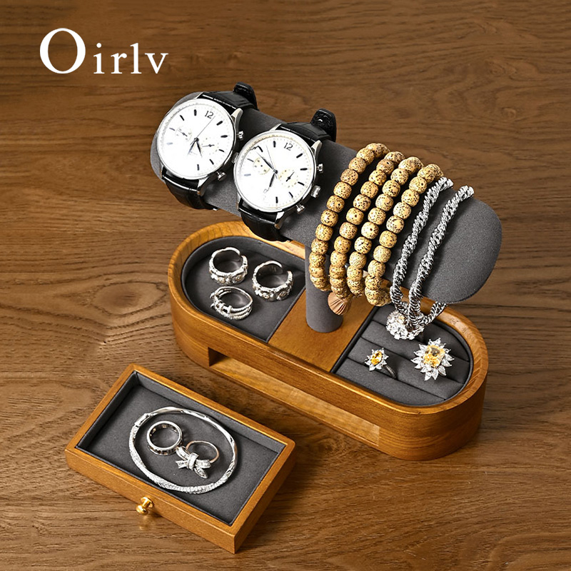 Watch Display Box - Oirlv Massivholz Uhren-Organizer, Regal, T-Bar, Uhrenhalter,