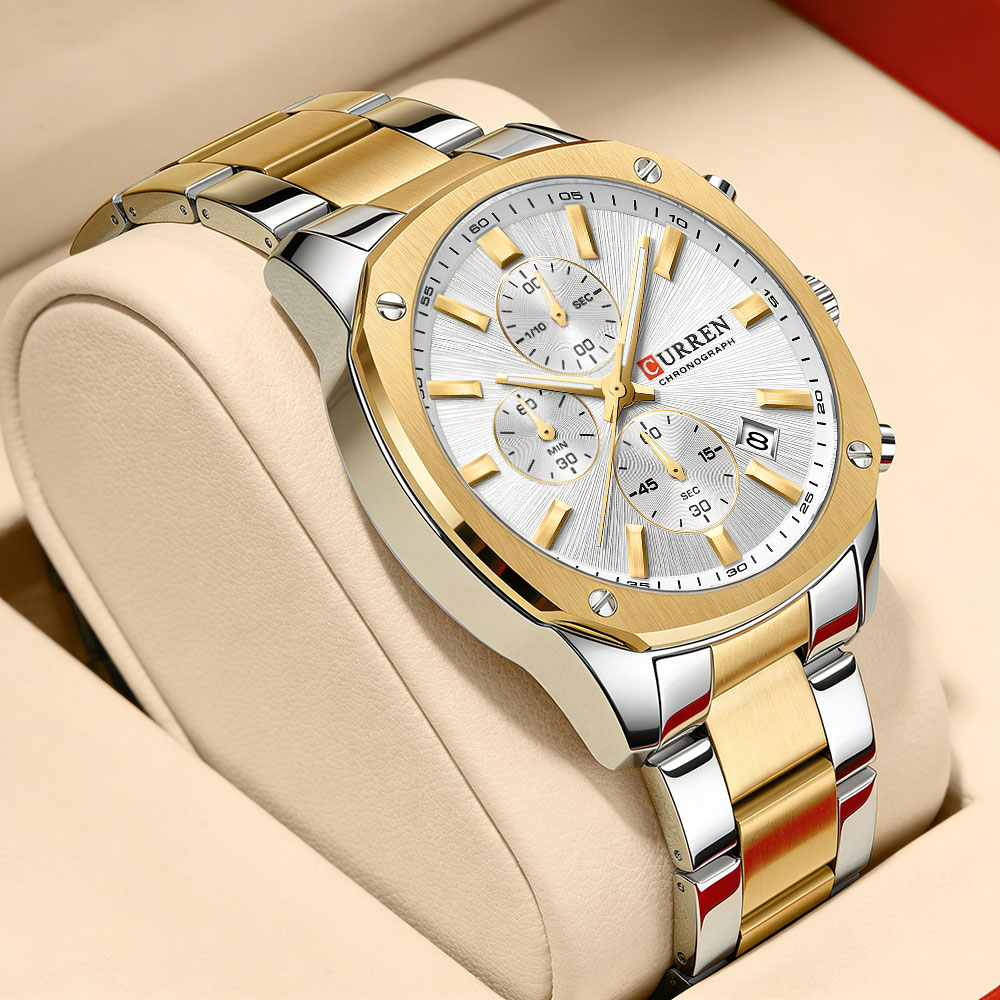 Jewelry For Watches - CURREN Moderne Herren-Sportuhr, 42 mm, Edelstahlarmband,