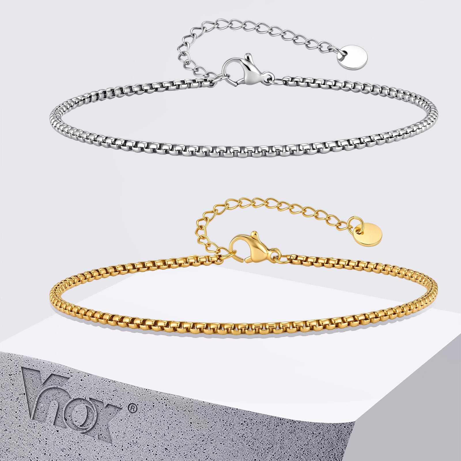 Vnox Edelstahl-Kastenkettengli – Jc Jewelry & Watches Photos Bewertung und Preis