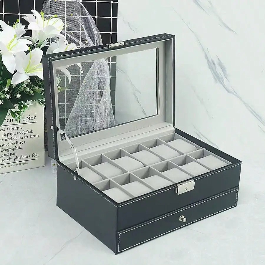 12-Fach-Uhrenbox mit Schublade – Watch Display Box Bewertung und Preis